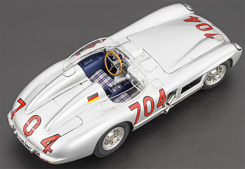 CMC Mercedes Benz 300 SLR Mille Miglia 1955 Herrmann #704 Limited Edition 2000PCS ONLY silver 1:18 Car Pre-built Model view6