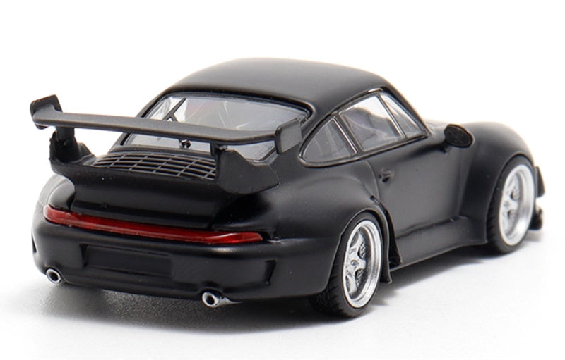 DECODE Porsche RWB 993 matte black - silver wheel RAUH - Welt 1:64 Car Pre-built Model view4