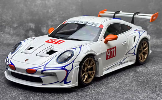 1:18 PORSCHE 911 (992) GT3 RS 2023 White Orange Decor  MINICHAMPS  DIECAST Car Model