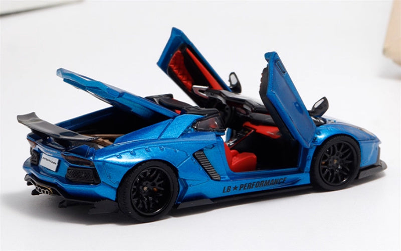Rhino Model Lamborghini AVENTADOR LP700-4 LBWK Supercar Limited Edition 666PCS ONLY Blue 1:64 Car Pre-built Model view4