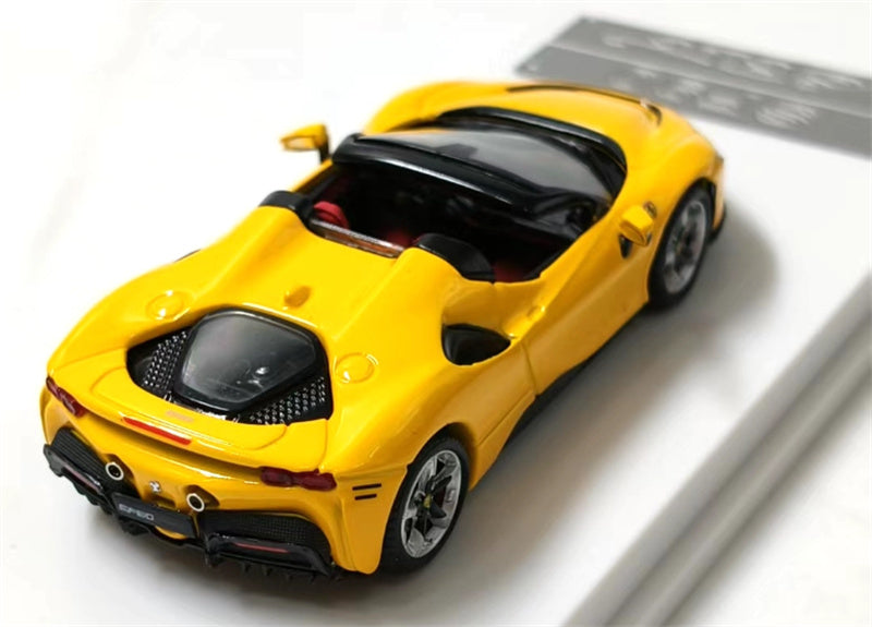 Solo Model Ferrari SF90 supercar Yellow convertible 1:64 Car Pre-built Airliner Model Display view2