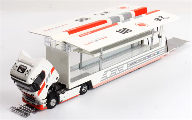 Max well Scania #S730 double-decker transport vehicle Red White Light 100 Coating 1:64 Truck Pre-built Airliner Model Display view7