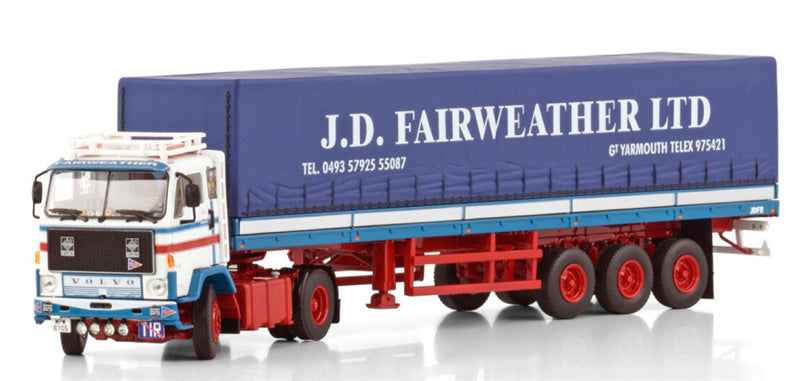 WSI VOLVO F89 4X2 CLASSIC CURTAINSIDER TRAILER - 3 AXLE Fairweather 1:50 Truck Pre-built Model