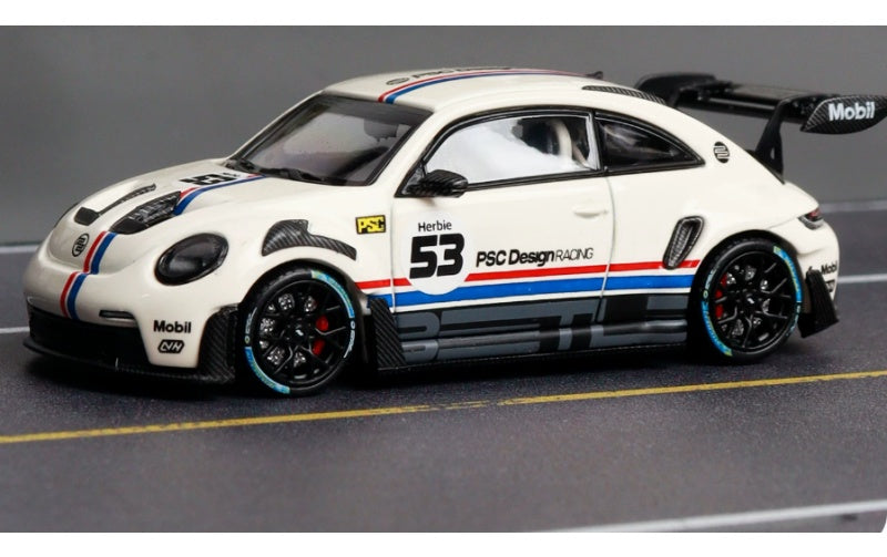 1:64 Volkswagen Beetle RS  milky white TimeMicro & PSC DESIGN Herbie #53 Herbie Tribute Edition DIECAST Model