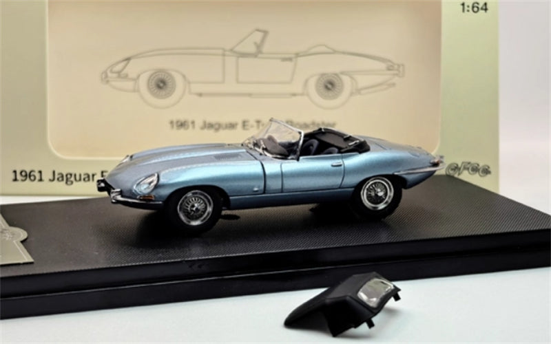 GFCC 1961 Jaguar E-Type Roadster Convertible Ice Blue Limited Edition 499PCS ONLY RHD 1:64 car Pre-built Model view8