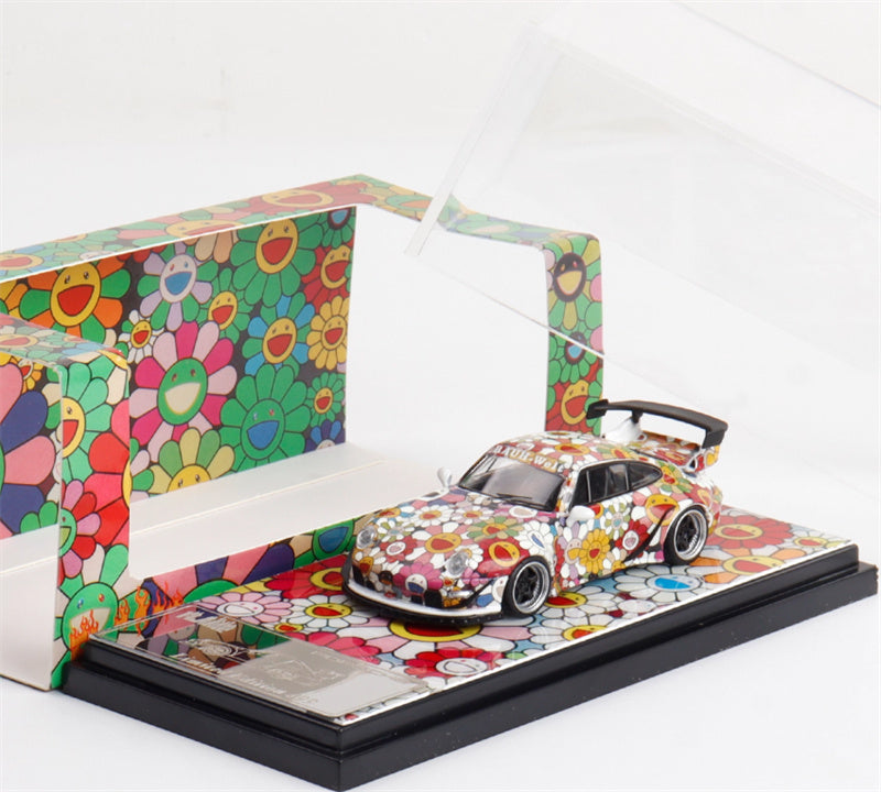 FLAME Porsche RWB 993 Sunflower Night Light Edition Limited Edition 499PCS ONLY RAUH - Welt 1:64 Car Pre-built Model view8