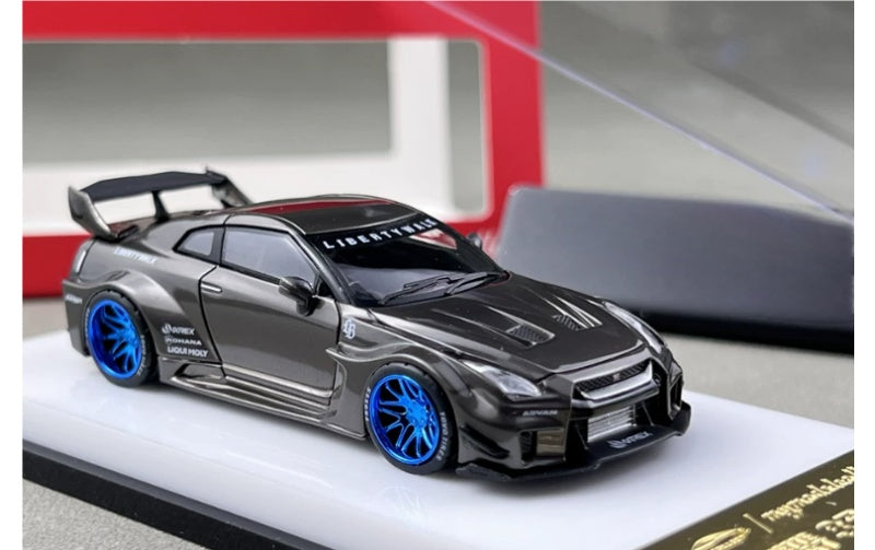 1:64 Nissan 35GT-RR   mymodelcollect Blue wheel electroplating brushed black Limited Edition 999PCS ONLY DIECAST Model