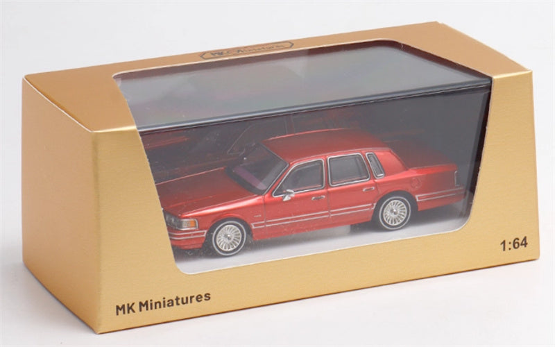 MK Miniatures Lincoln Town Car 1992 Red 1:64 Car Pre-built Model view8