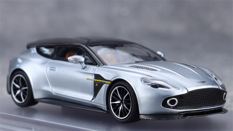 KING MODEL Aston Martin Vanquish Zagato Shooting Brake 2018 silver Limited Edition 999PCS ONLY 1:64 Car Pre-built Model view2
