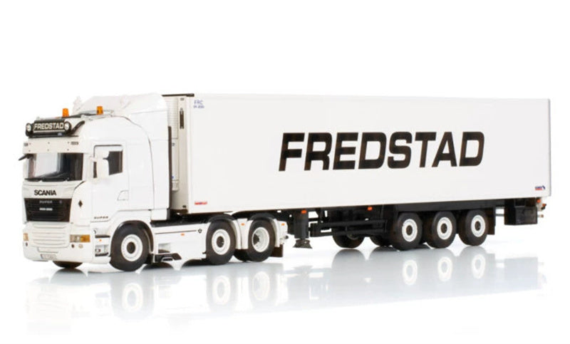 WSI SCANIA STREAMLINE HIGHLINE 6X2 TWINSTEER REEFER TRAILER - 3 AXLE FREDSTAD 1:50 Truck Pre-built Model