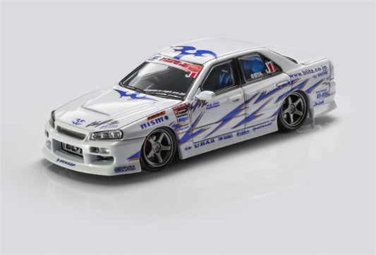 Mortal Nissan GTR ER34 BLITZ D1GP SKYLINE URAS Modified Edition Dual car set Limited Edition 899PCS ONLY 1:64 Car Pre-built Model view1