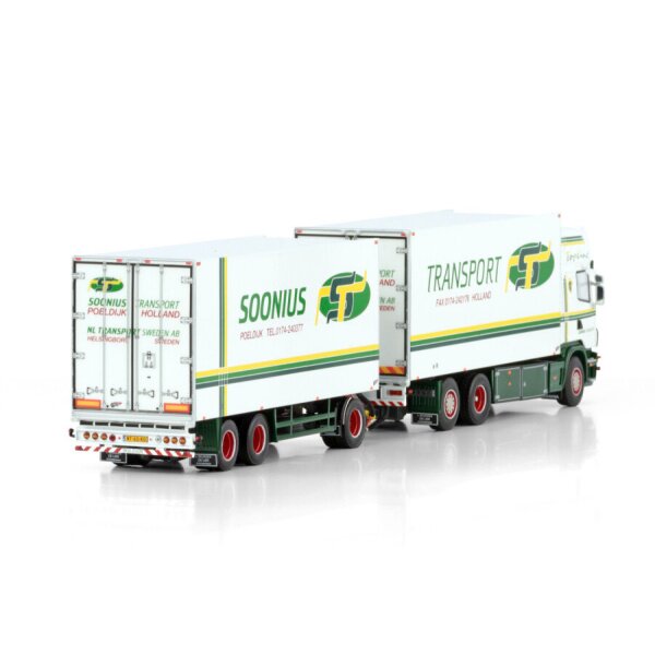 1:50 SCANIA SOONIUS R4 6X2 REEFER DRAWBAR TURNTABLE TRAILER 6 AXLE WSI Diecast Model