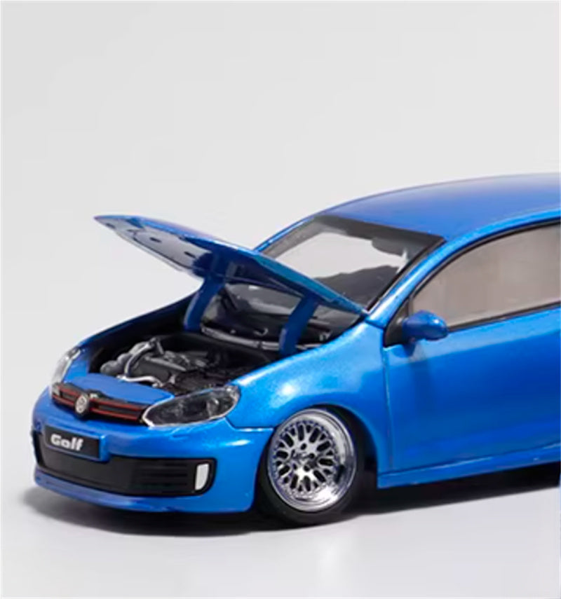 Max well Volkswagen Golf GTI 6th generation Blue BBS wheel low stance 1:64 Car Pre-built Airliner Model Display view4