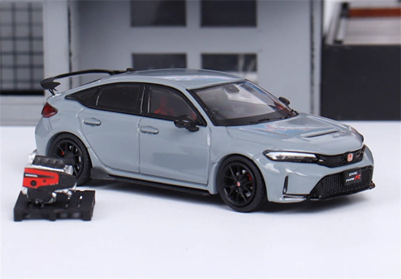 Hobby JAPAN Honda CIVIC TYPE R (FL5) with Engine Gray Pearl 1:64 Car Pre-built Model view4