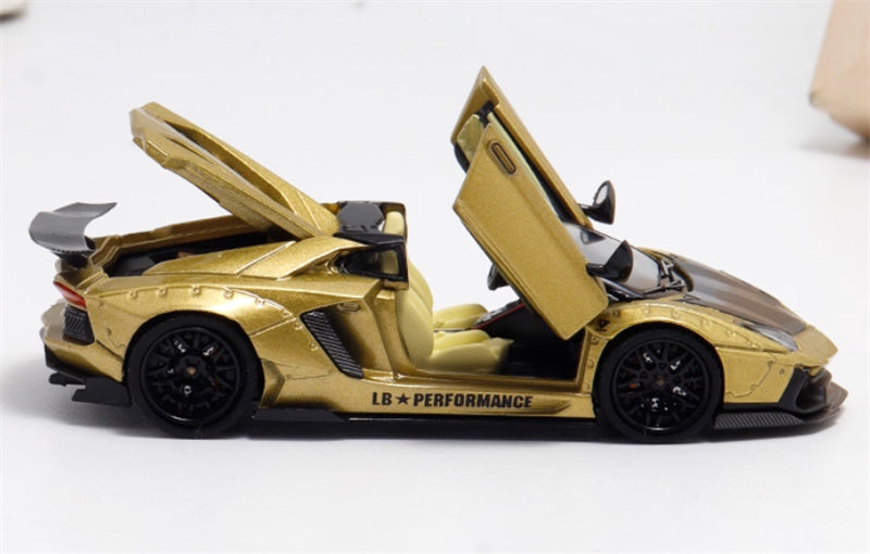 Rhino Model Lamborghini AVENTADOR LP700-4 LBWK Supercar Limited Edition 499PCS ONLY gold 1:64 Car Pre-built Model view3
