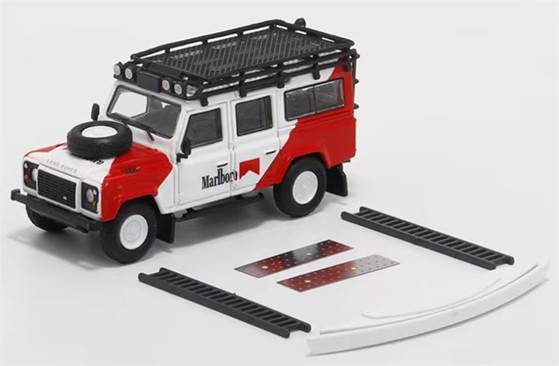 Master Land Rover Defender 110 Marlboro Painting With Accessories 1:64 Car Pre-built Airliner Model Display view4