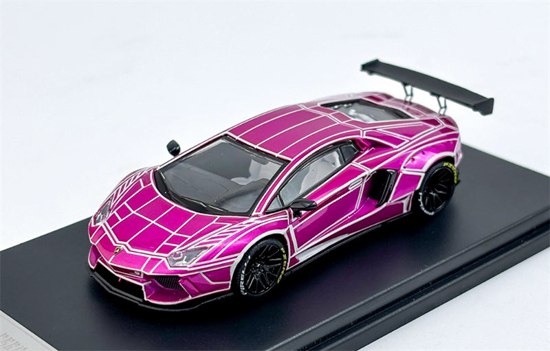 KING MODEL Lamborghini LP700 AVENTADOR Burst Pattern Luminous Edition Electroplating Pink 1:64 Car Pre-built Model view1