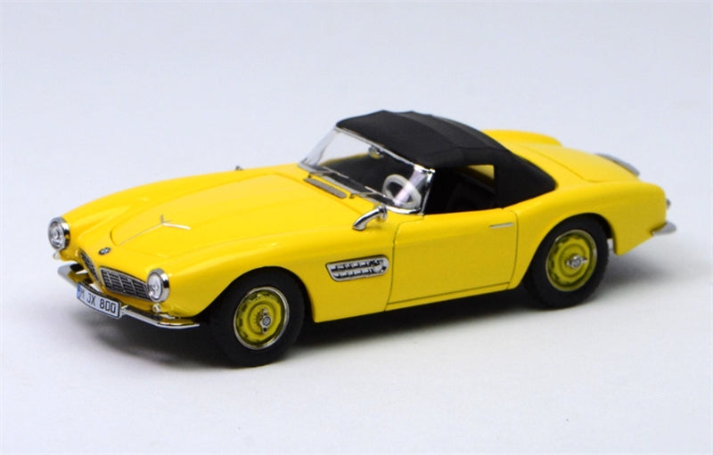 GFCC BMW 507 Roadster Retro Car 1957 Yellow Convertible Softtop 1:64 car Pre-built Model view1