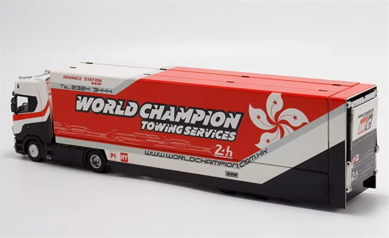 Max well Scania #S730 double-decker transport vehicle Red White Wei Chuan Painting 1:64 Truck Pre-built Airliner Model Display view2