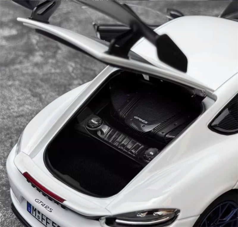 1:18 PORSCHE Cayman GT4 RS 2024 White carbon cover  Norev Hard top Tail Wing Edition DIECAST Car Model