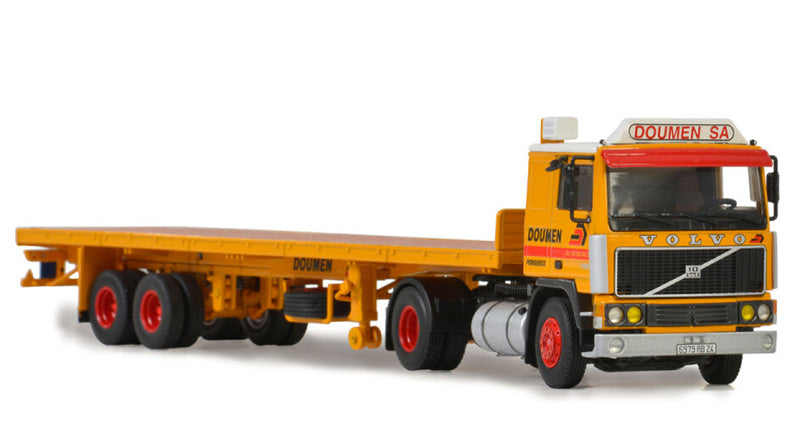 WSI VOLVO F12 4x2 FLATBED TRAILER CLASSIC - 2 AXLE Doumen 1:50 Truck Pre-built Model