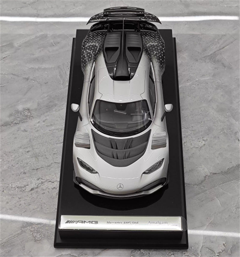 Amalgam Mercedes Benz AMG ONE sports car silver 1:18 Car Pre-built Model view8