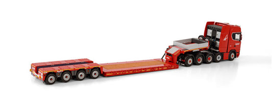 WSI SCANIA S HIGHLINE CS20H 10X4 LOW LOADER - 4 AXLE NOOTEBOOM RED LINE 1/50 DIECAST Truck Lorry