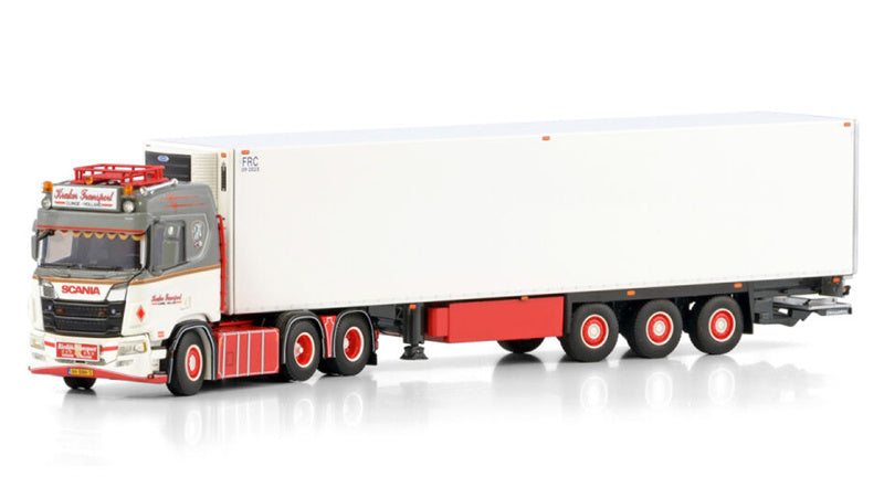 WSI  SCANIA R NORMAL CR20N 6X2 TAG AXLE REEFER TRAILER - 3 AXLE De Kraker 1:50 Truck Pre-built Model