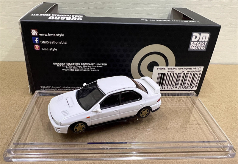 BM Creations SUBARU 1994 Impreza WRX STi LEFT HAND DRIVE White 1:64 Car Pre-built Model