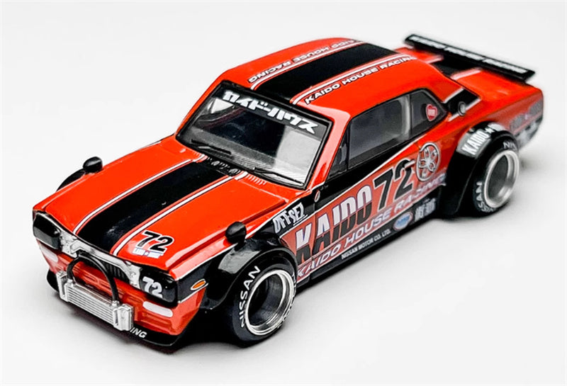 KaidoHouse x MiniGT Nissan Skyline 2000GT-R (KPGC10) Kaido Racing V1 China Edition Orange black Stripes color box packaging 1:64 Car Pre-built Model view5