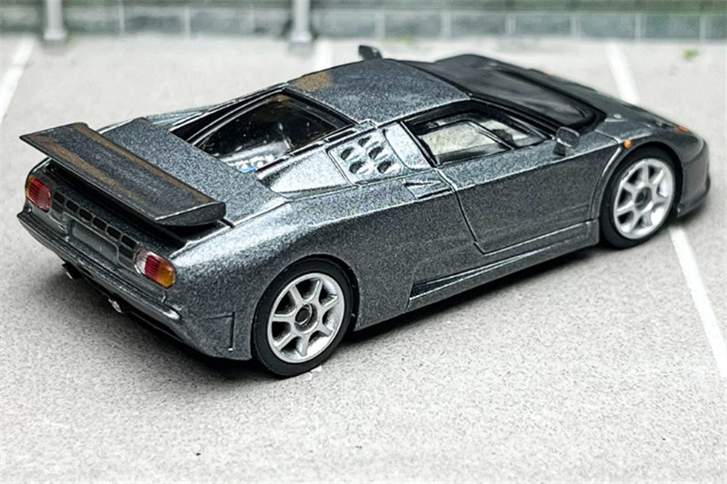 MINIGT Bugatti EB110 super Sport Grigio Scuro color box packaging 1:64 Car Pre-built Model view4