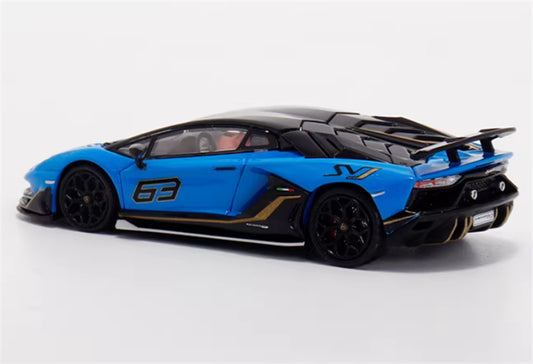 Max well Lamborghini Aventador SVj 63 # Pearl blue hardtop 1:64 Car Pre-built Airliner Model Display view2