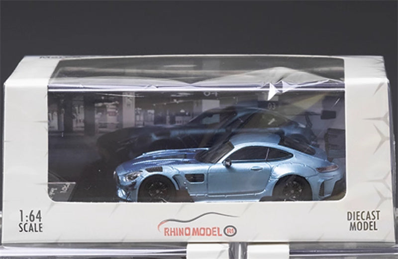 Rhino Model Mercedes-AMG GT-S Carbonerre Wide Bodykit modified big rear wing sports car ice blue Limited Edition 499PCS ONLY 1:64 Car Pre-built Model view7