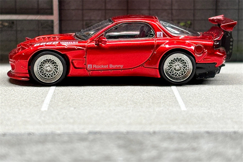 Master Mazda RX-7 FC3S Rocket Runny Pandem Transparent Red Limited Edition 1:64 Car Pre-built Airliner Model Display view7