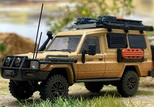 Autobots Models Toyota Land Cruiser LC78 J70 Off road modified version of personnel carrier Light yellow vintage version 1:64 Truck Pre-built Model view1
