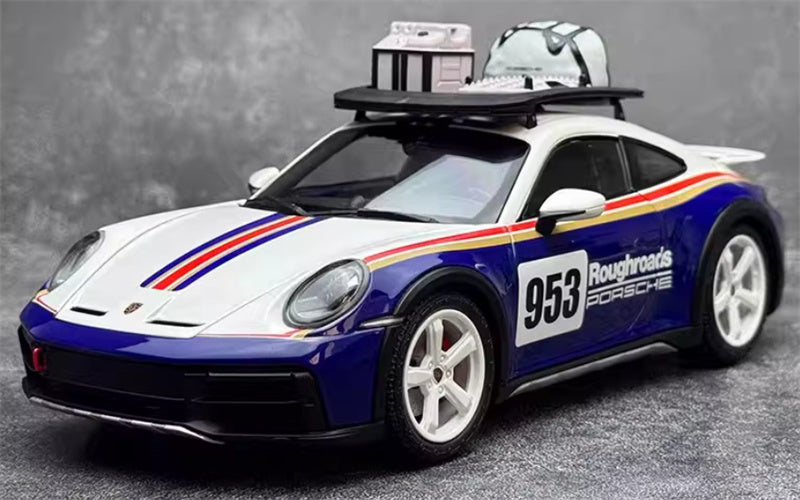 1:18 PORSCHE 911 #953 DAKAR 2022 blue white  MINICHAMPS Off road version w/ ROOF RACK DIECAST Car Model