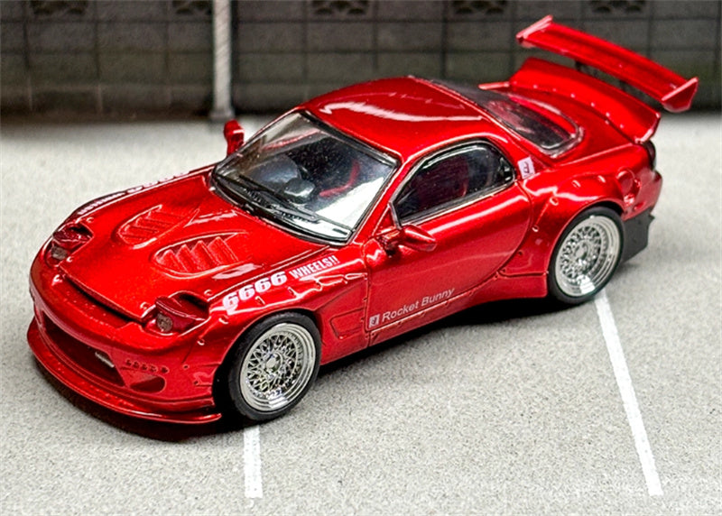 Master Mazda RX-7 FC3S Rocket Runny Pandem Transparent Red Limited Edition 1:64 Car Pre-built Airliner Model Display view5