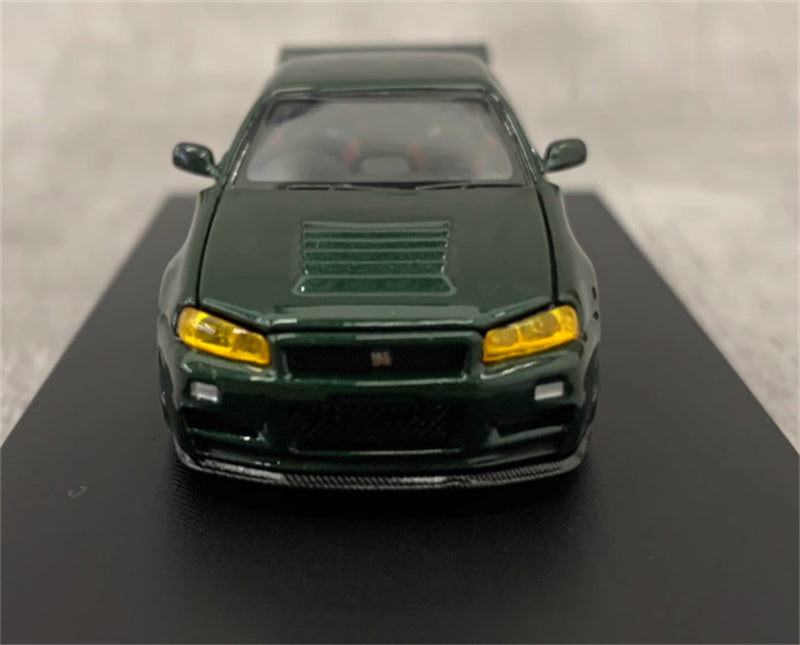 MOTORHELIX NISSAN SKYLINE GT-R R34 (NISMO) Customized Dark Green Limited Edition 699PCS ONLY 1:64 Car Pre-built Model view12