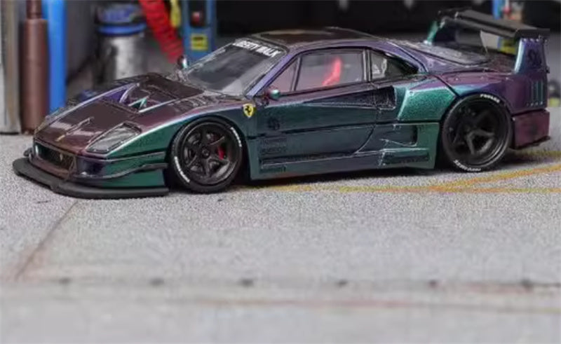 Star Model Ferrari F40 LB wide body Open back cover version Color changing Purple - Exquisite Crystal Base 1:64 Car Pre-built Model view3