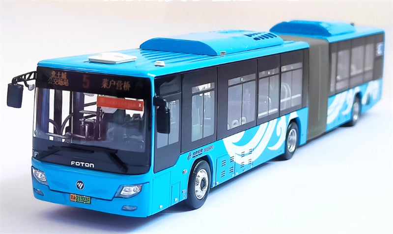 Beijing Public Transport Foton Ouhui New Energy BJ6160 5 routes Xiangyun Blue Articulated Bus 1:64 Bus Pre-built Model view1