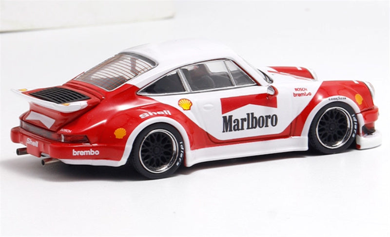 mymodelcollect Porsche RWB 930 Red and White Marlboro Limited Edition 999PCS ONLY RAUH - Welt 1:64 Car Pre-built Model view5