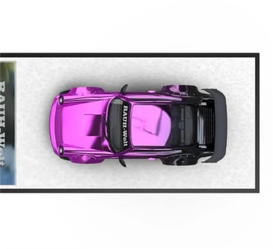 Aurora Model Porsche 911 RWB 964 Electroplated Pink Purple Black Regular Version Limited Edition 499PCS ONLY 1:64 car Pre-built Model view2