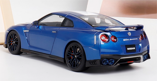 Motorhelix Nissan GTR-R35 50th Anniversary Edition Bayshore Blue Limited Edition 499PCS ONLY 1:18 Car Pre-built Model view2
