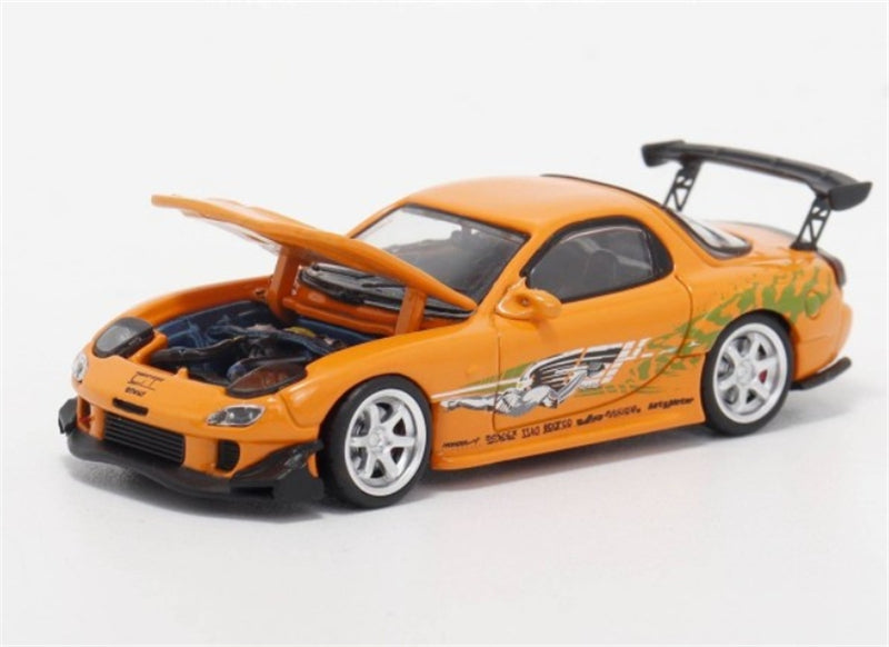 1:64 Mazda RX-7 RE Amemiya‌ Orange with Graphics BSC DIECAST Limited Edition 499pcs ONLY Model