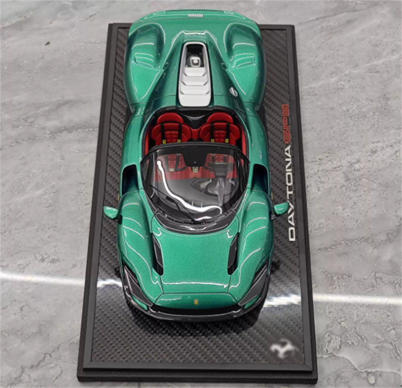 BBR MODELS Ferrari SP3 Daytona convertible Sapphire Green Gold Wheel Black Card Carbon fiber base Limited Edition 10PCS ONLY 1:18 Car Pre-built Model view6