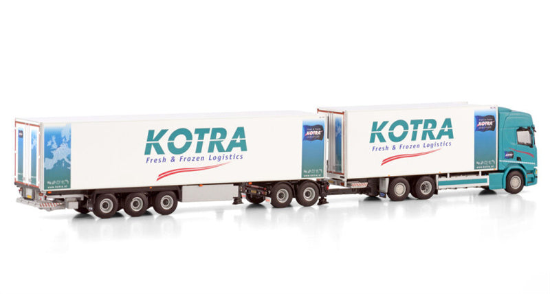 WSI  SCANIA R NORMAL CR20N 6X2 TAG AXLE RIGED TRUCK DRAWBAR ROAD TRAIN - 8 AXLE Kotra Logistics 1:50 Truck Pre-built Model