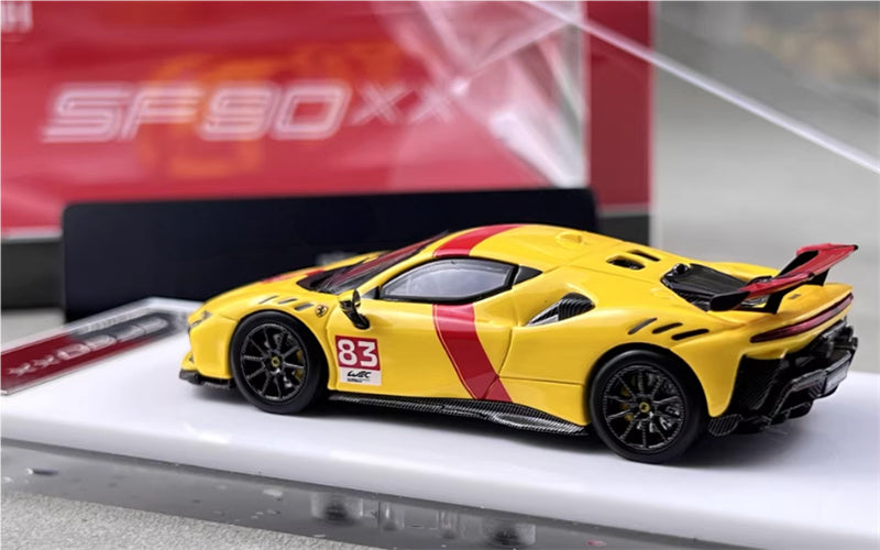 DMH Ferrari SF90 XX Spider Prancing Horse supercar Yellow 83 # - Hardtop Limited Edition 999PCS ONLY 1:64 Car Pre-built Airliner Model Display view4