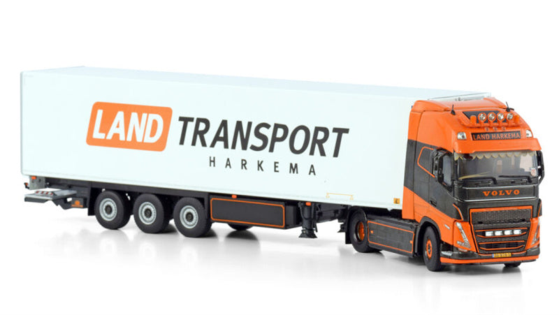 WSI VOLVO FH5 GLOBETROTTER XL 4X2 REEFER TRAILER - 3 AXLE Land Transport Harkema 1:50 Truck Pre-built Model