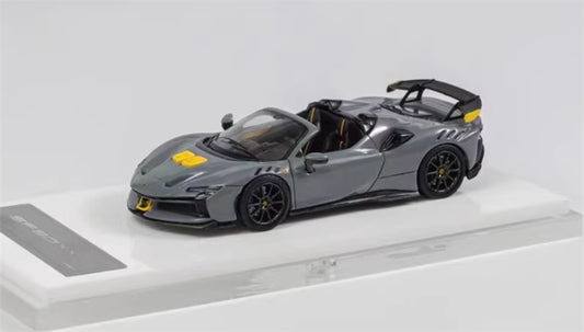 DMH Ferrari SF90 XX Spider Prancing Horse supercar Grey - Convertible Limited Edition 999PCS ONLY 1:64 Car Pre-built Airliner Model Display view1