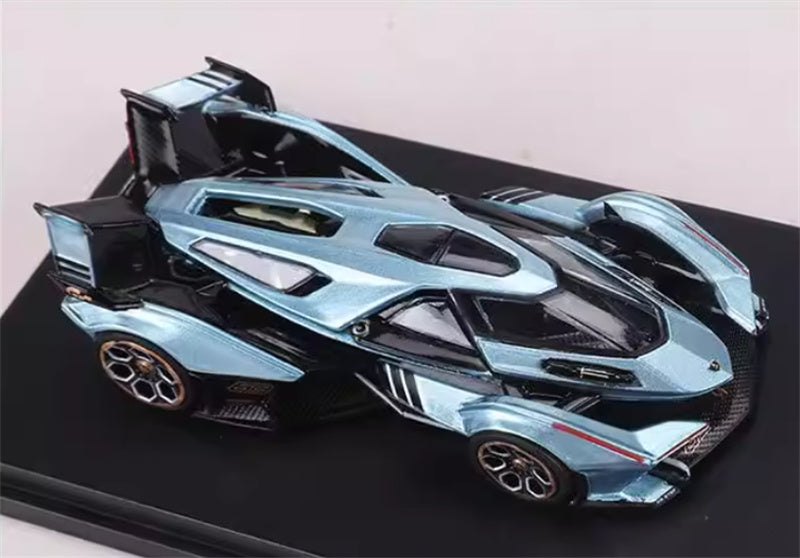 LeManFang Lamborghini V12 Vision VGT Concept Car ice blue 1:64 Car Pre-built Model view3